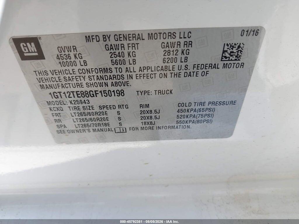 1GT12TE88GF150198 2016 GMC SIERRA 2500HD photo no. 9