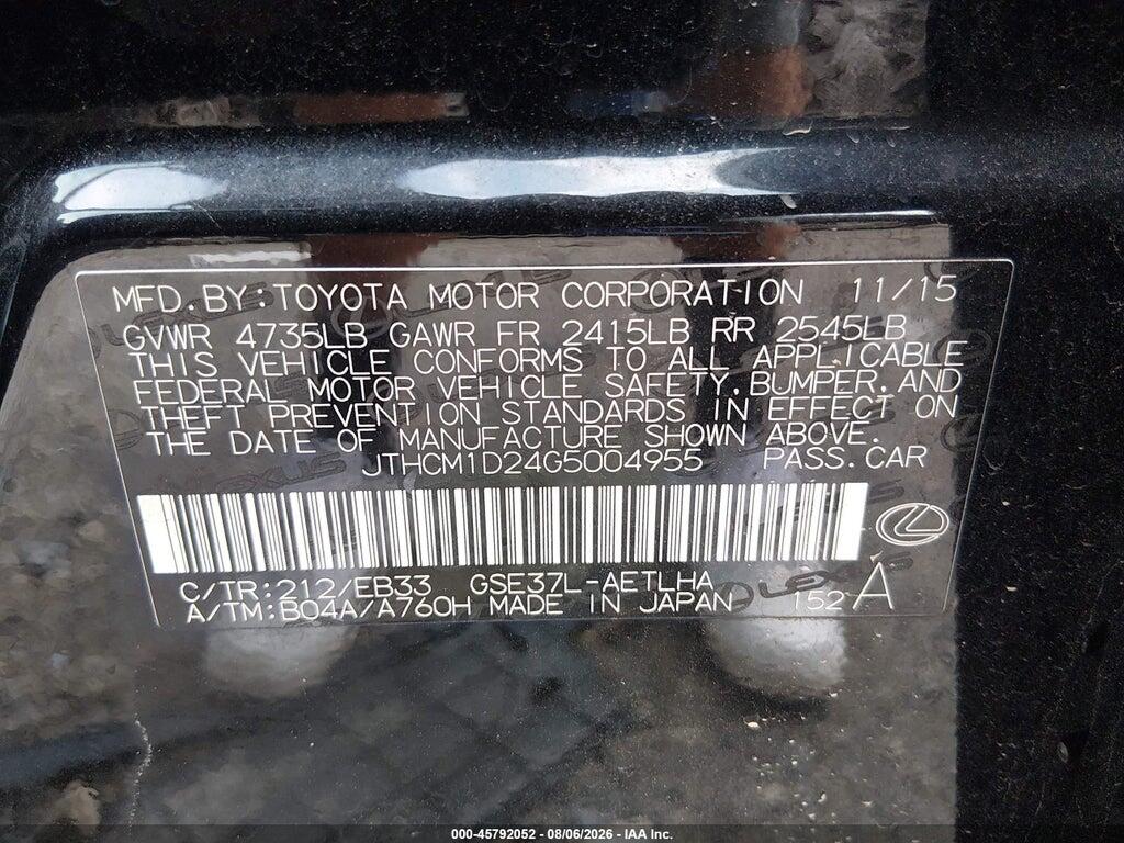 JTHCM1D24G5004955 2016 LEXUS IS 300 photo no. 9