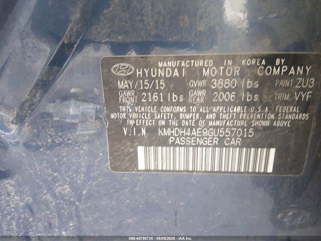 KMHDH4AE9GU557015 2016 HYUNDAI ELANTRA photo no. 9