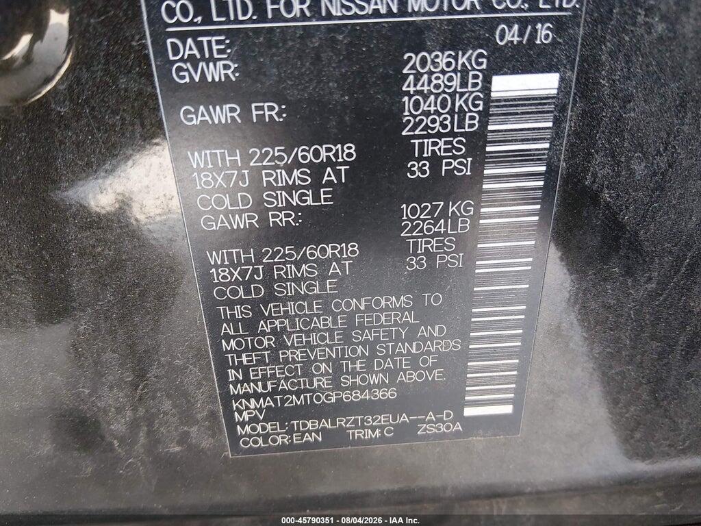 KNMAT2MT0GP684366 2016 NISSAN ROGUE photo no. 9