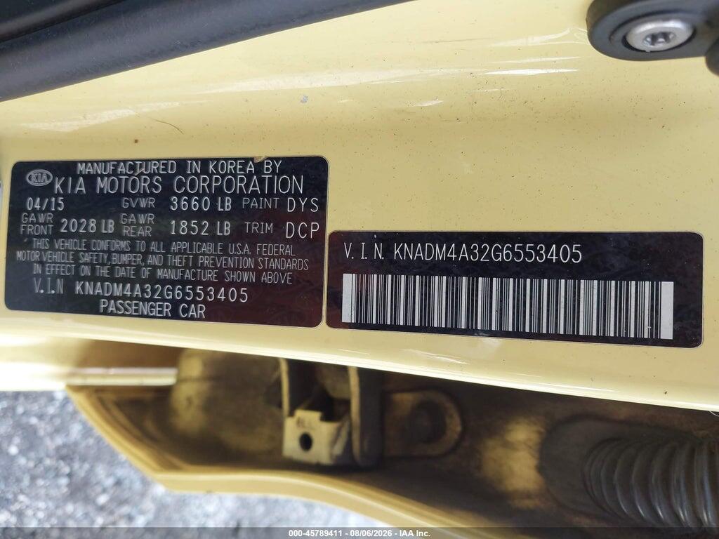 KNADM4A32G6553405 2016 KIA RIO photo no. 9