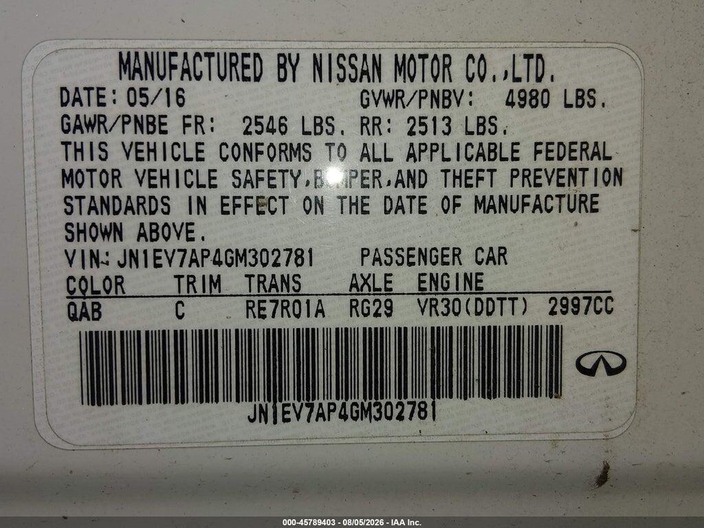 JN1EV7AP4GM302781 2016 INFINITI Q50 photo no. 9
