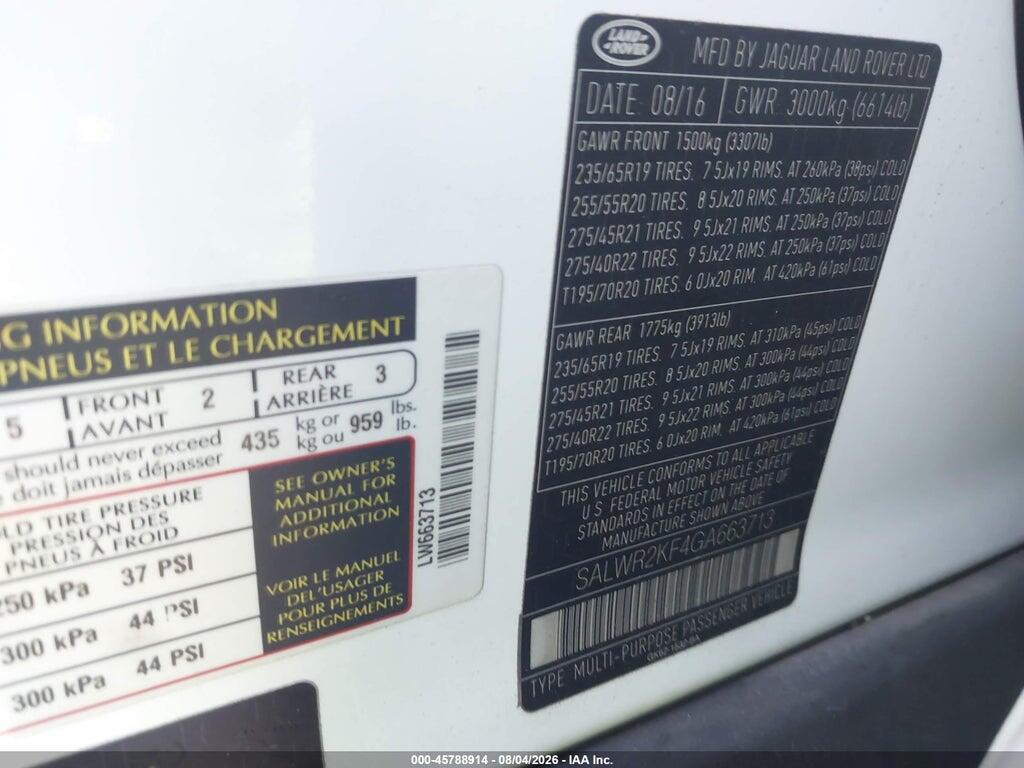 SALWR2KF4GA663713 2016 LAND ROVER RANGE ROVER SPORT photo no. 9