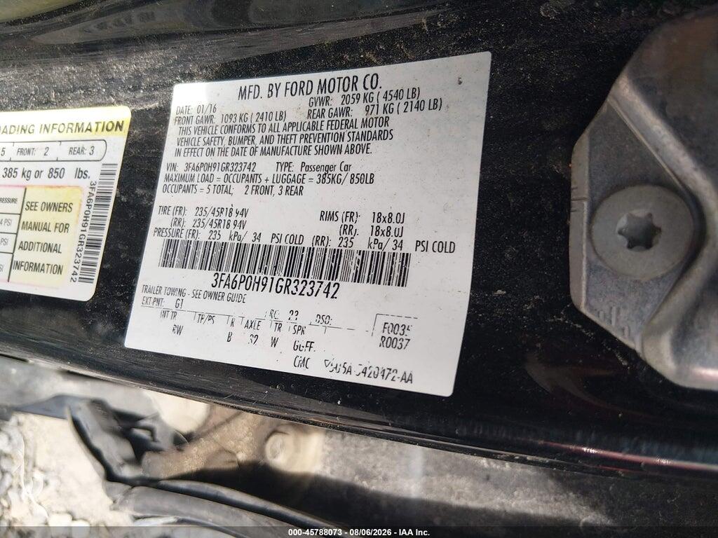3FA6P0H91GR323742 2016 FORD FUSION photo no. 9
