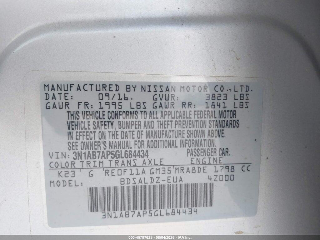 3N1AB7AP5GL684434 2016 NISSAN SENTRA photo no. 9