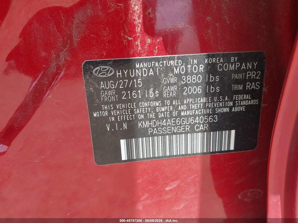 KMHDH4AE6GU640563 2016 HYUNDAI ELANTRA photo no. 9