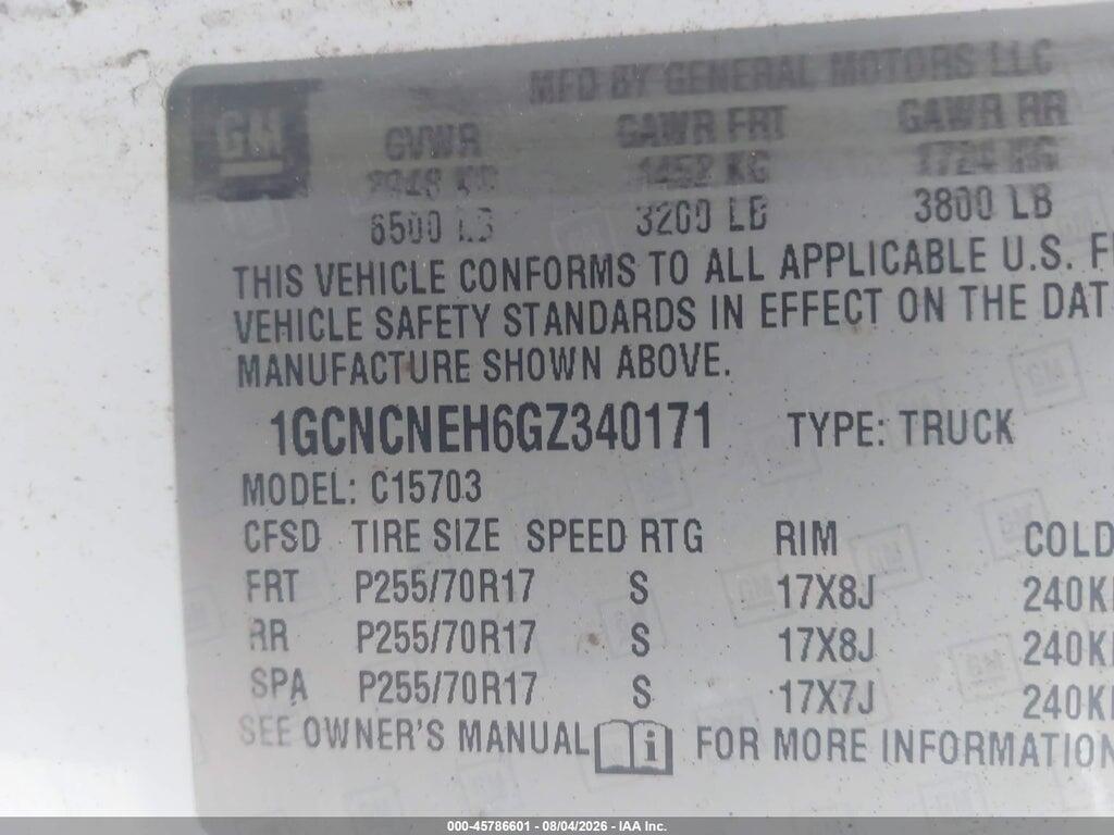 1GCNCNEH6GZ340171 2016 CHEVROLET SILVERADO 1500 photo no. 9