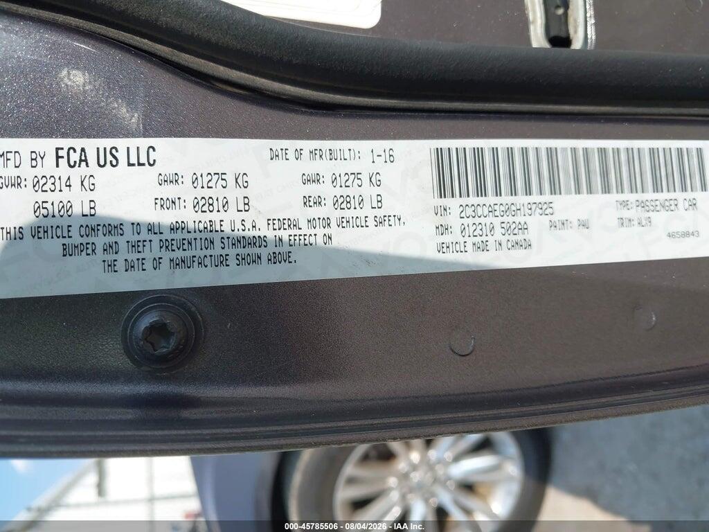 2C3CCAEG0GH197925 2016 CHRYSLER 300C photo no. 9