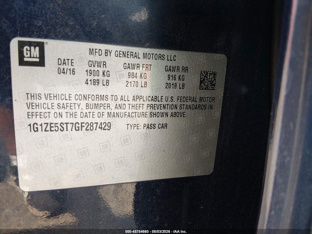 1G1ZE5ST7GF287429 2016 CHEVROLET MALIBU photo no. 9
