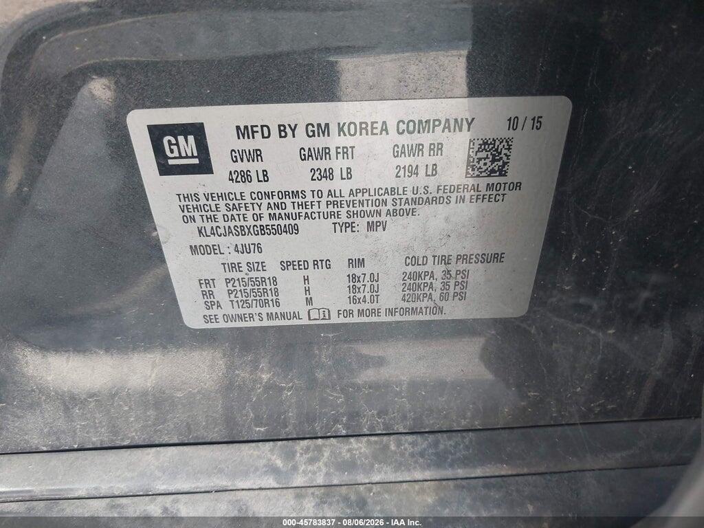 KL4CJASBXGB550409 2016 BUICK ENCORE photo no. 9