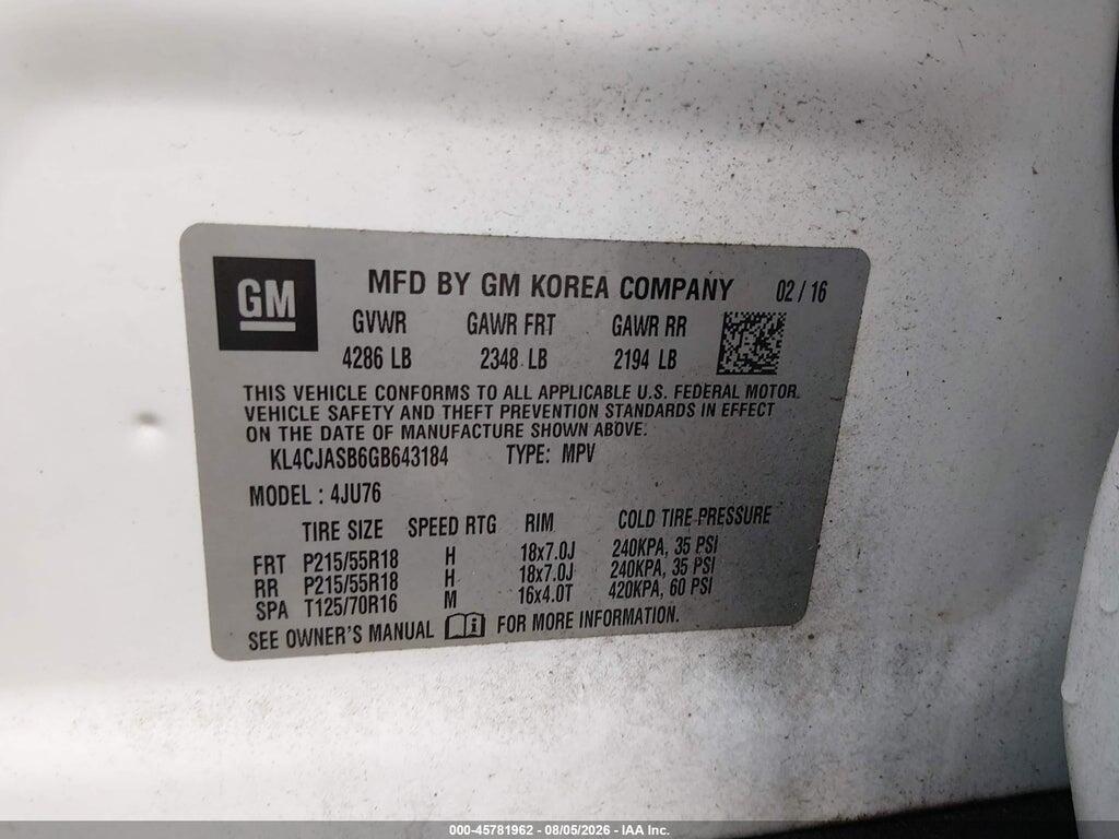 KL4CJASB6GB643184 2016 BUICK ENCORE photo no. 9
