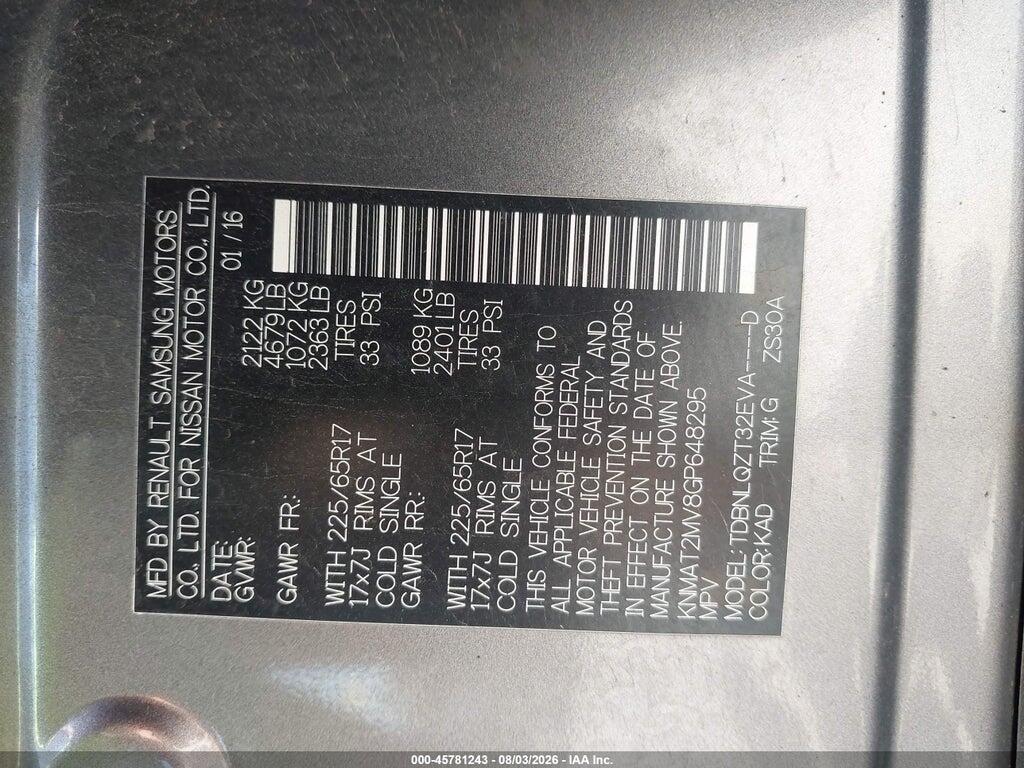 KNMAT2MV8GP648295 2016 NISSAN ROGUE photo no. 9