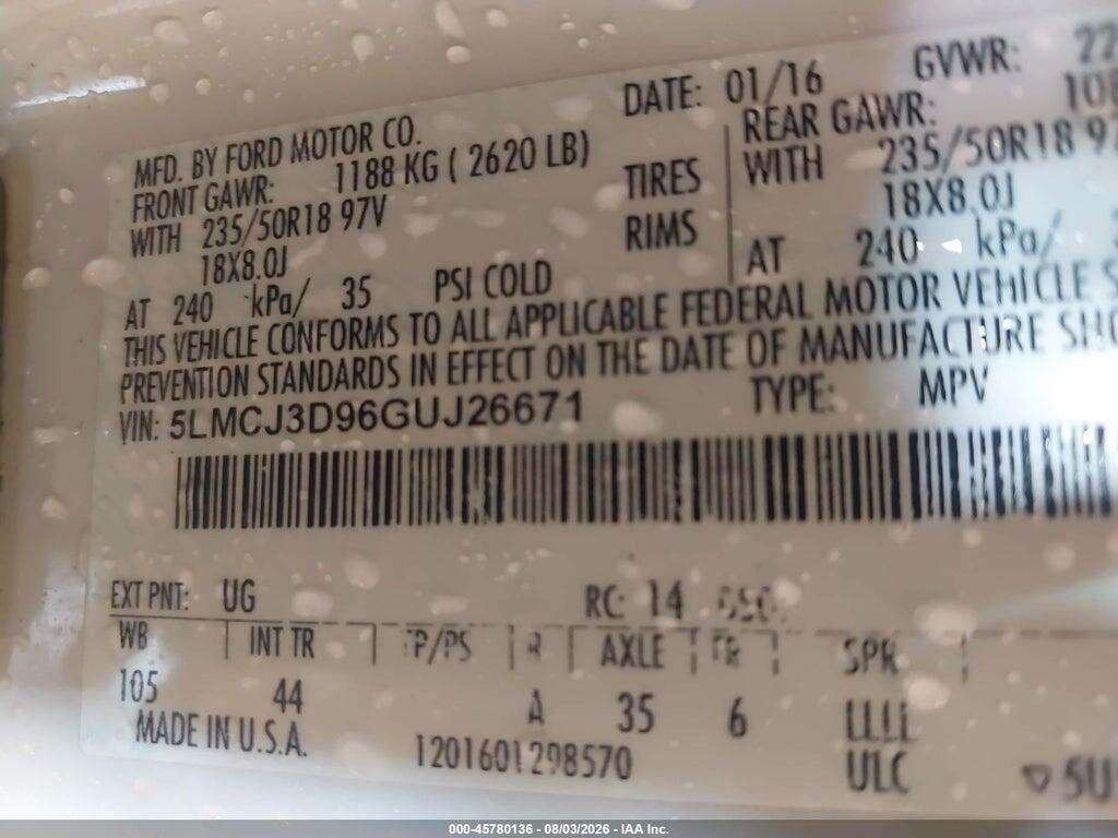 5LMCJ3D96GUJ26671 2016 LINCOLN MKC photo no. 9