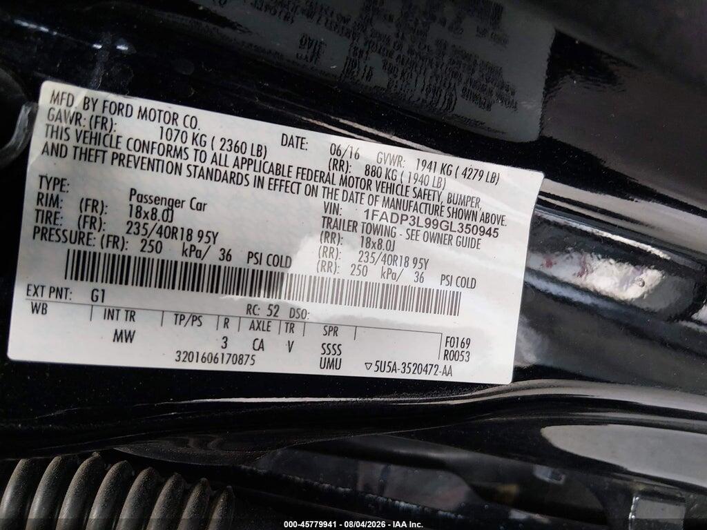 1FADP3L99GL350945 2016 FORD FOCUS ST photo no. 9