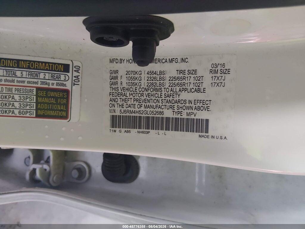 5J6RM4H52GL052686 2016 HONDA CR-V photo no. 9