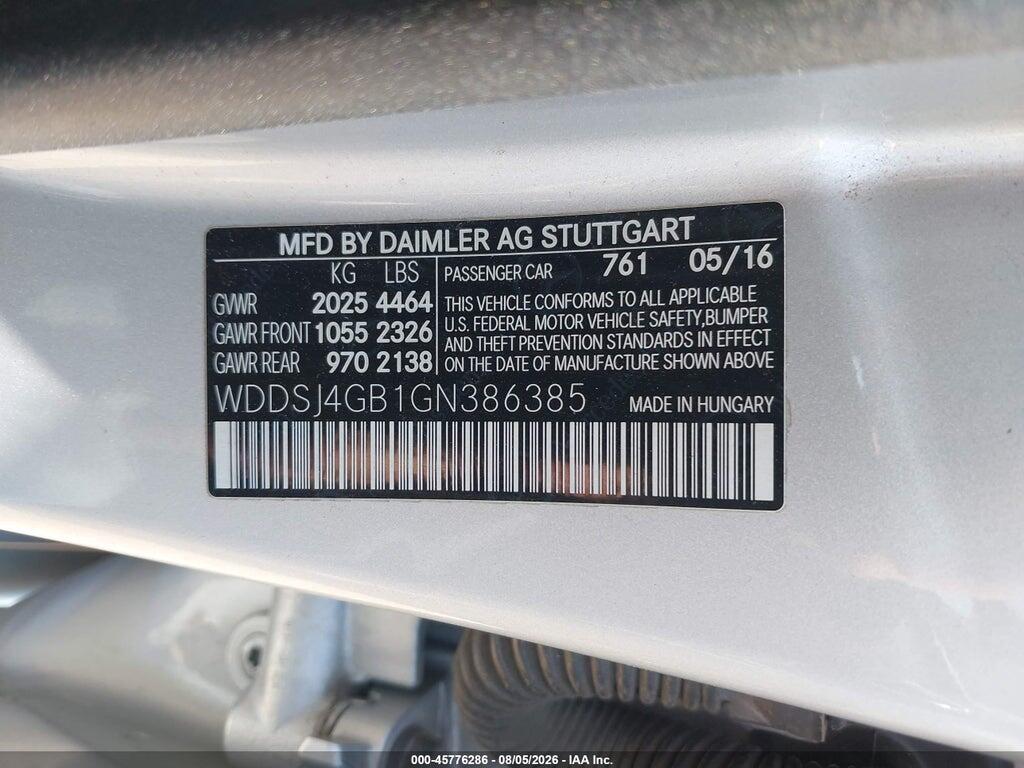 WDDSJ4GB1GN386385 2016 MERCEDES-BENZ CLA 250 photo no. 9