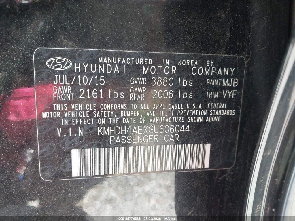 KMHDH4AEXGU606044 2016 HYUNDAI ELANTRA photo no. 9