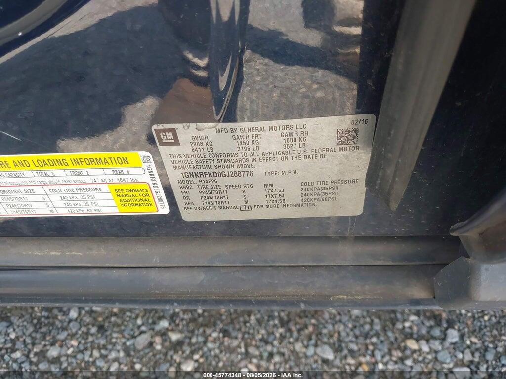 1GNKRFKD0GJ288776 2016 CHEVROLET TRAVERSE photo no. 9