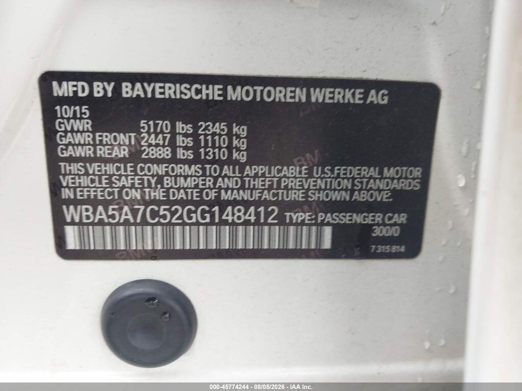 WBA5A7C52GG148412 2016 BMW 528I photo no. 9
