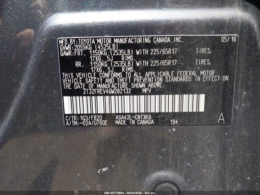 2T3ZFREV4GW282132 2016 TOYOTA RAV4 photo no. 9