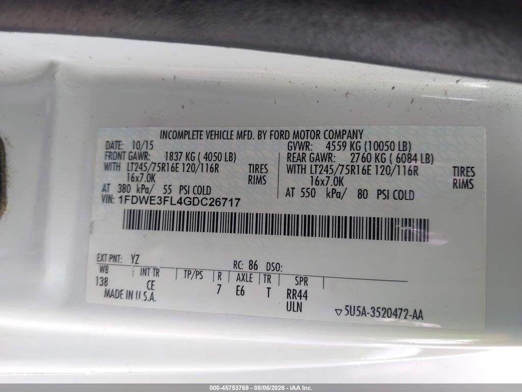 1FDWE3FL4GDC26717 2016 FORD E-350 CUTAWAY photo no. 8