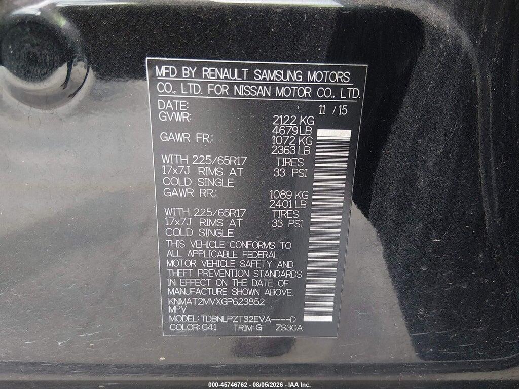 KNMAT2MVXGP623852 2016 NISSAN ROGUE photo no. 9