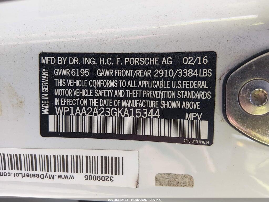 WP1AA2A23GKA15344 2016 PORSCHE CAYENNE photo no. 9