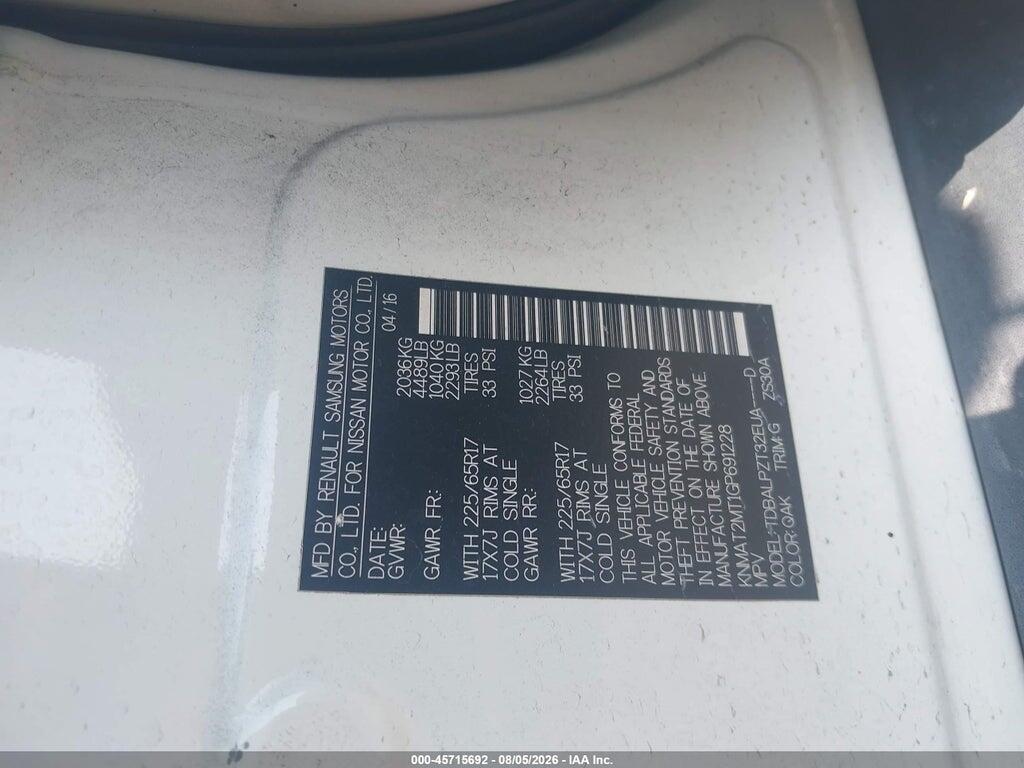 KNMAT2MT1GP691228 2016 NISSAN ROGUE photo no. 9