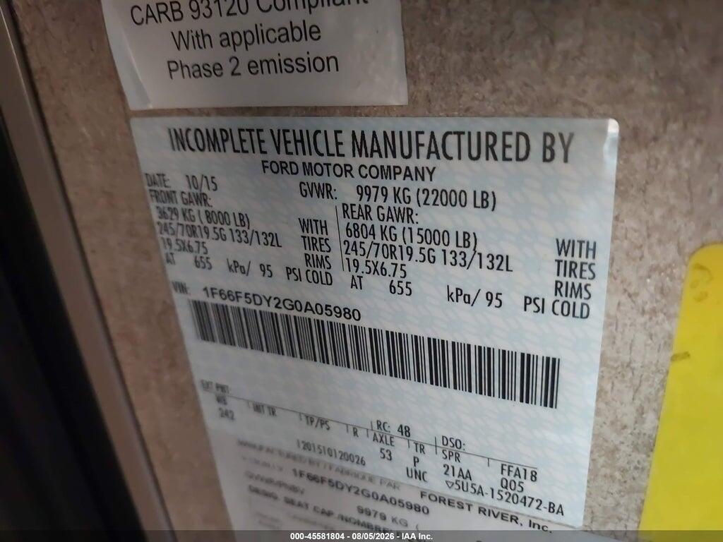 1F66F5DY2G0A05980 2016 FORD F53 photo no. 9
