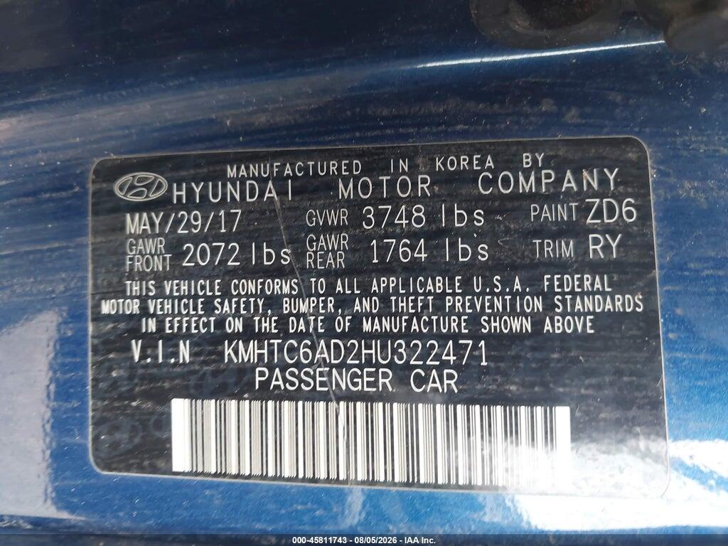 KMHTC6AD2HU322471 2017 HYUNDAI VELOSTER photo no. 9
