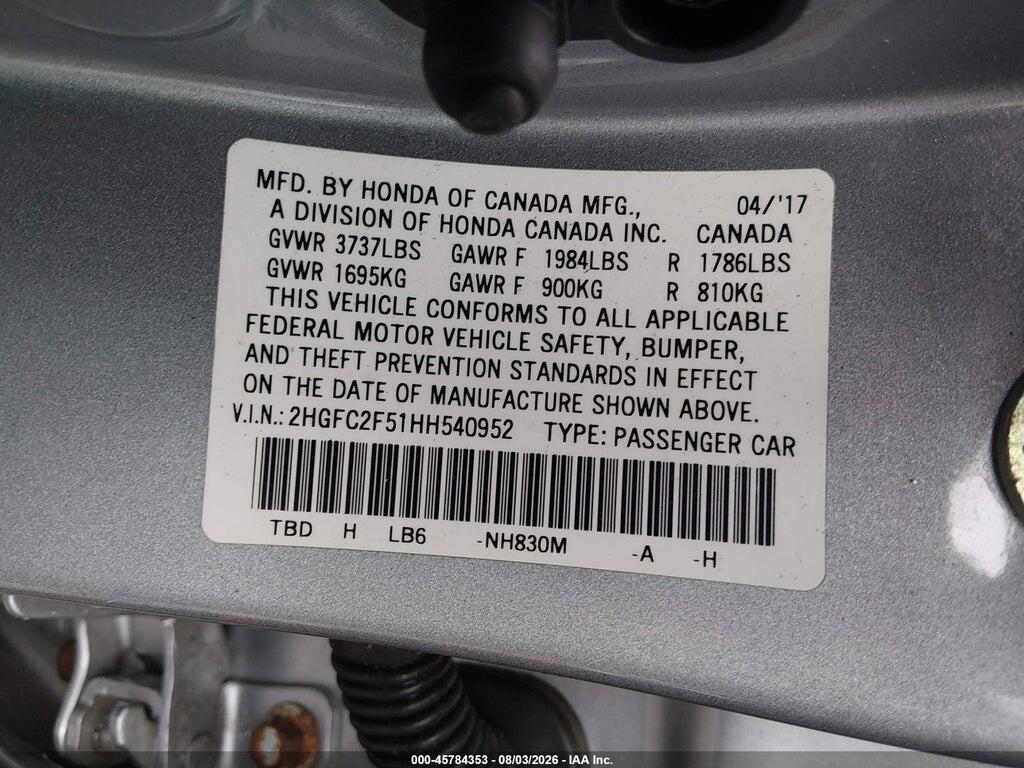 2HGFC2F51HH540952 2017 HONDA CIVIC photo no. 9