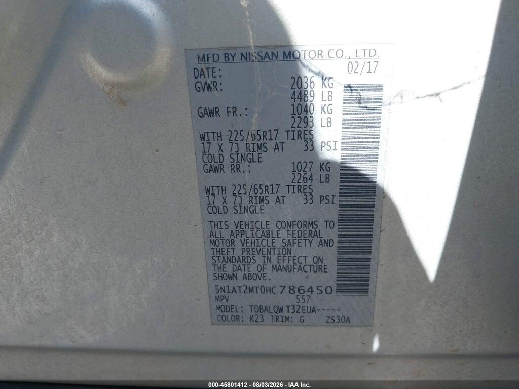 5N1AT2MT0HC786450 2017 NISSAN ROGUE photo no. 9