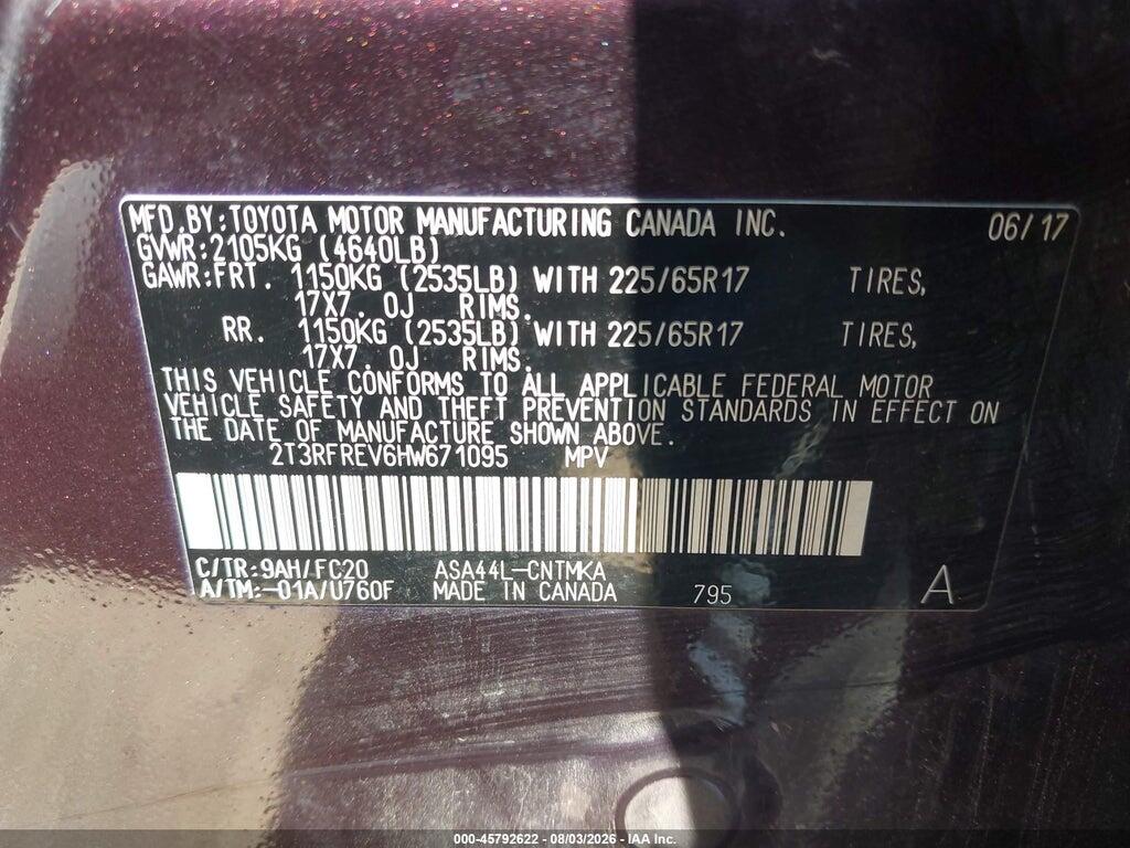2T3RFREV6HW671095 2017 TOYOTA RAV4 photo no. 9