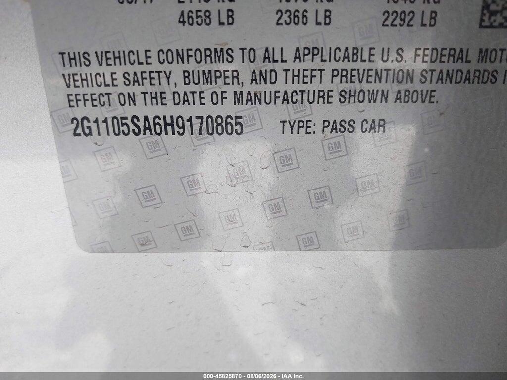 2G1105SA6H9170865 2017 CHEVROLET IMPALA photo no. 9
