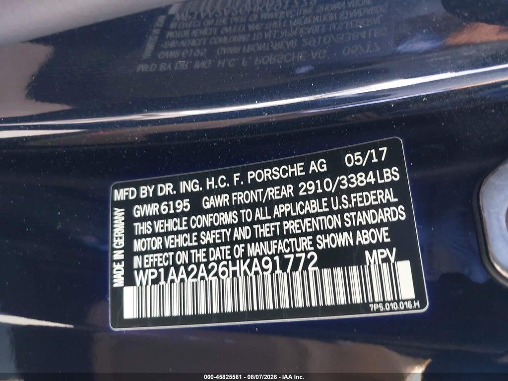 WP1AA2A26HKA91772 2017 PORSCHE CAYENNE photo no. 9
