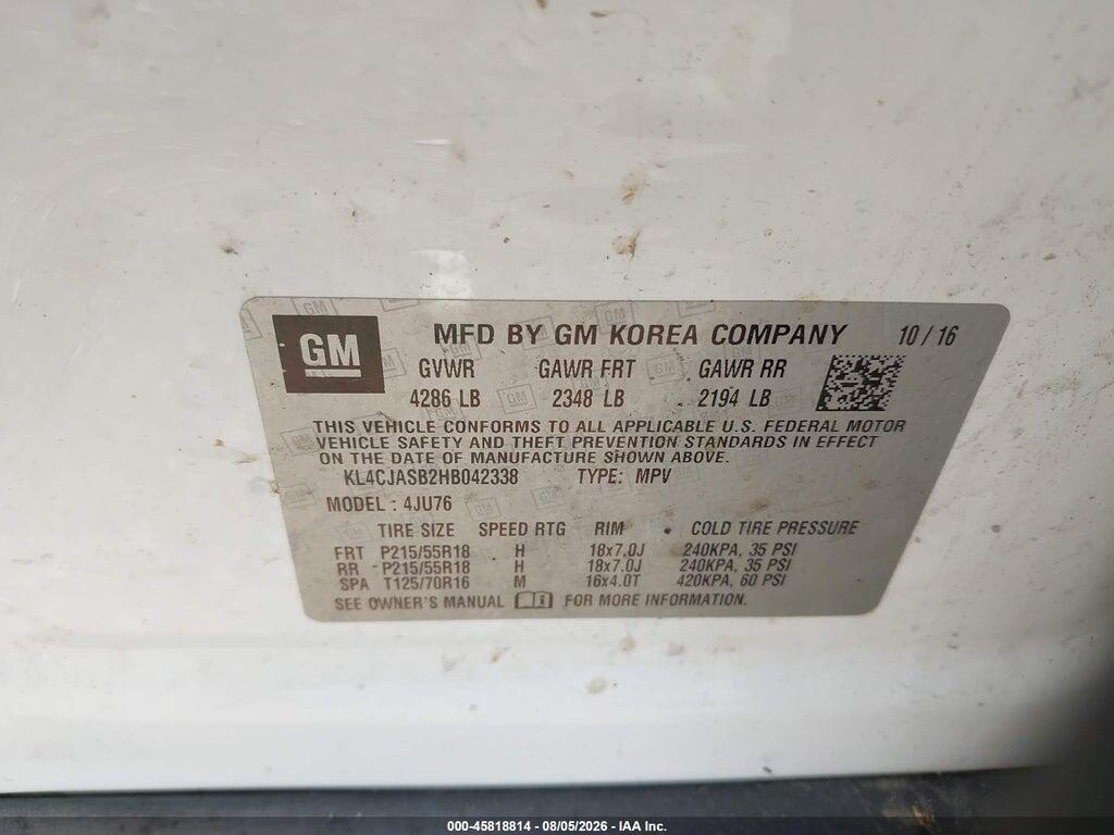 KL4CJASB2HB042338 2017 BUICK ENCORE photo no. 9