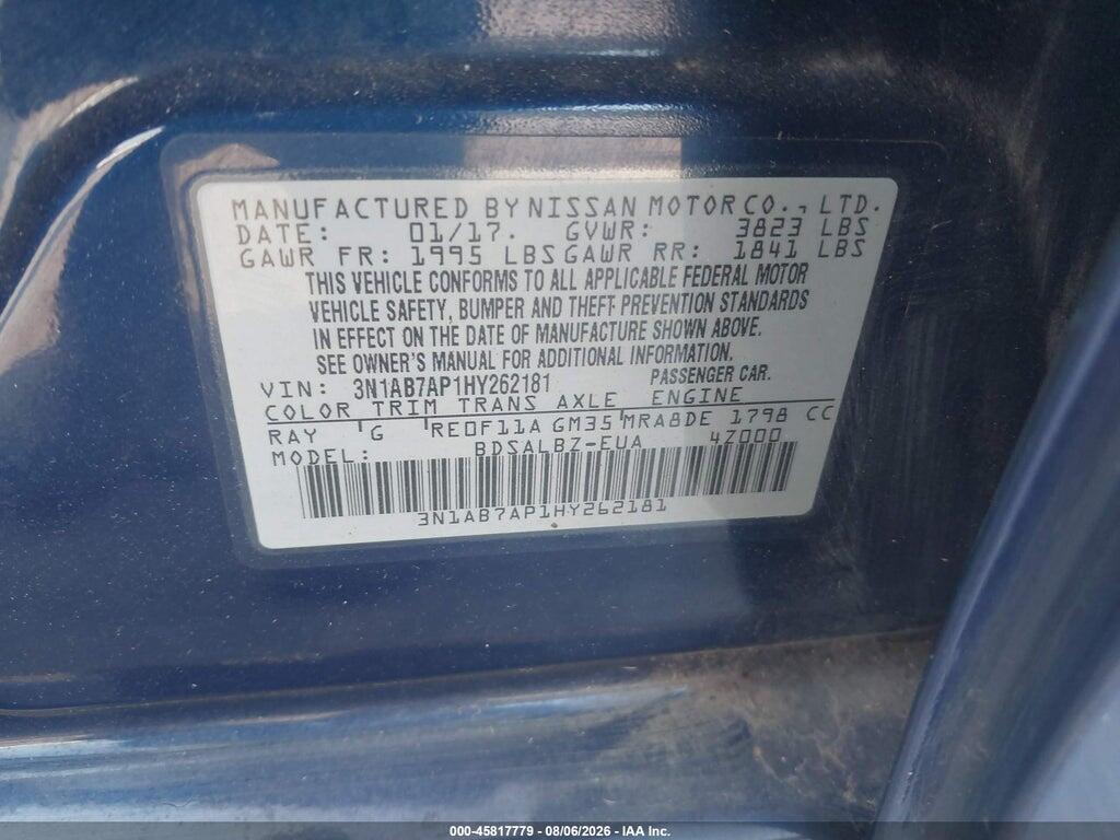 3N1AB7AP1HY262181 2017 NISSAN SENTRA photo no. 9
