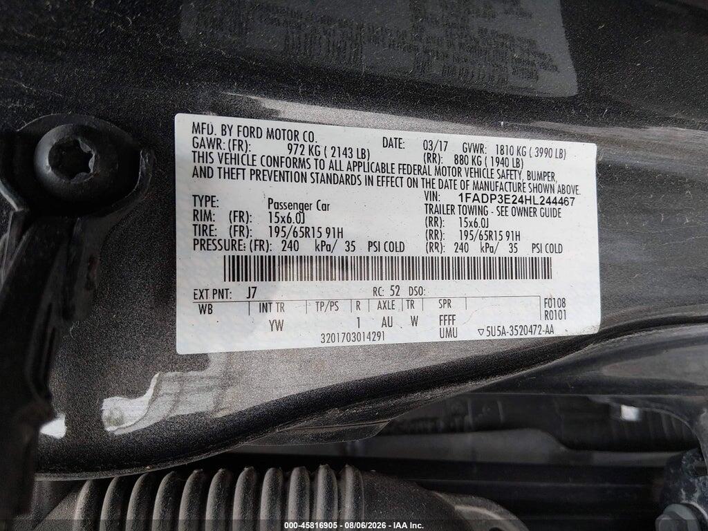 1FADP3E24HL244467 2017 FORD FOCUS photo no. 9