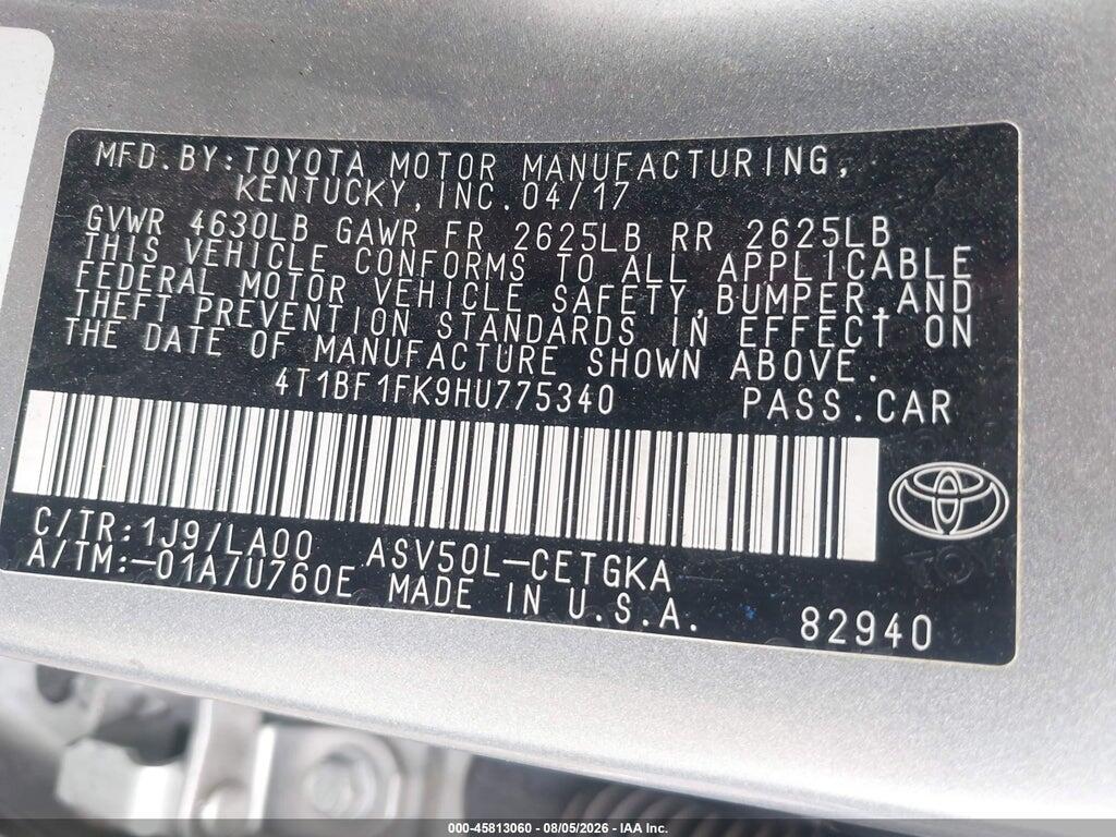 4T1BF1FK9HU775340 2017 TOYOTA CAMRY photo no. 9