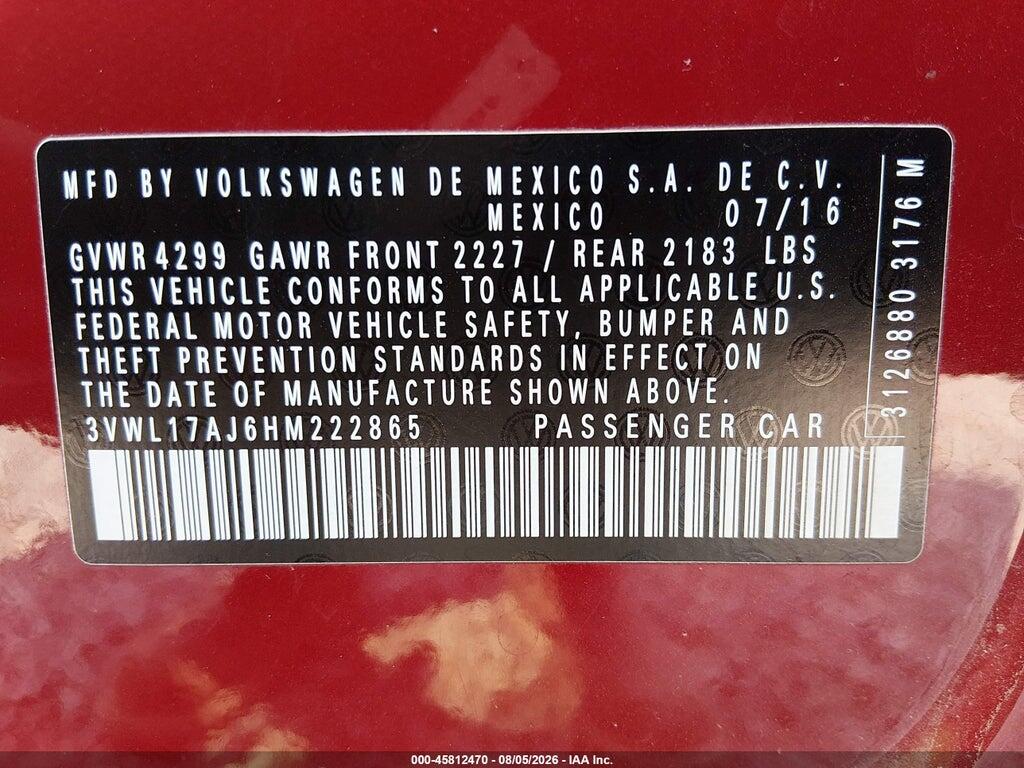 3VWL17AJ6HM222865 2017 VOLKSWAGEN JETTA photo no. 9