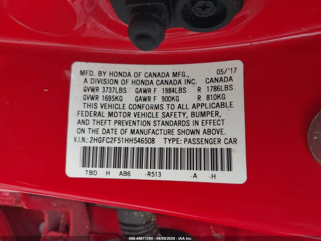 2HGFC2F51HH546508 2017 HONDA CIVIC photo no. 9
