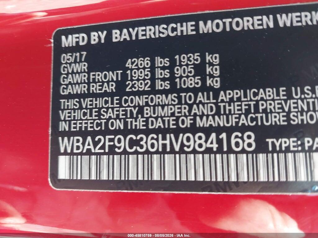 WBA2F9C36HV984168 2017 BMW 230I photo no. 9