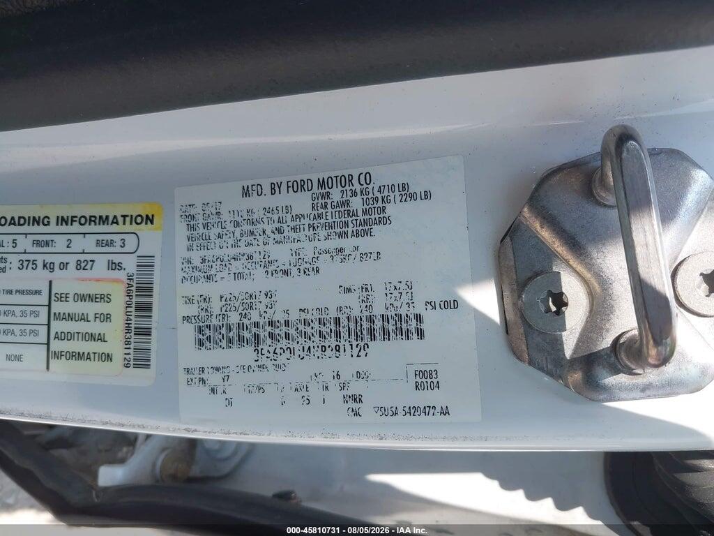 3FA6P0LU4HR381129 2017 FORD FUSION HYBRID photo no. 9