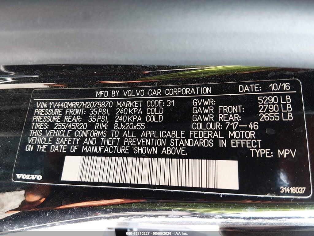 YV440MRR7H2079870 2017 VOLVO XC60 photo no. 9