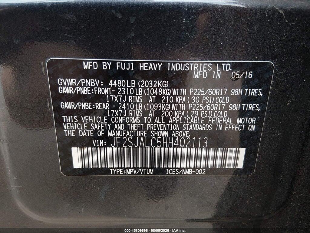 JF2SJALC5HH402113 2017 SUBARU FORESTER photo no. 9