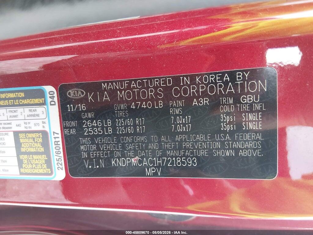 KNDPMCAC1H7218593 2017 KIA SPORTAGE photo no. 9