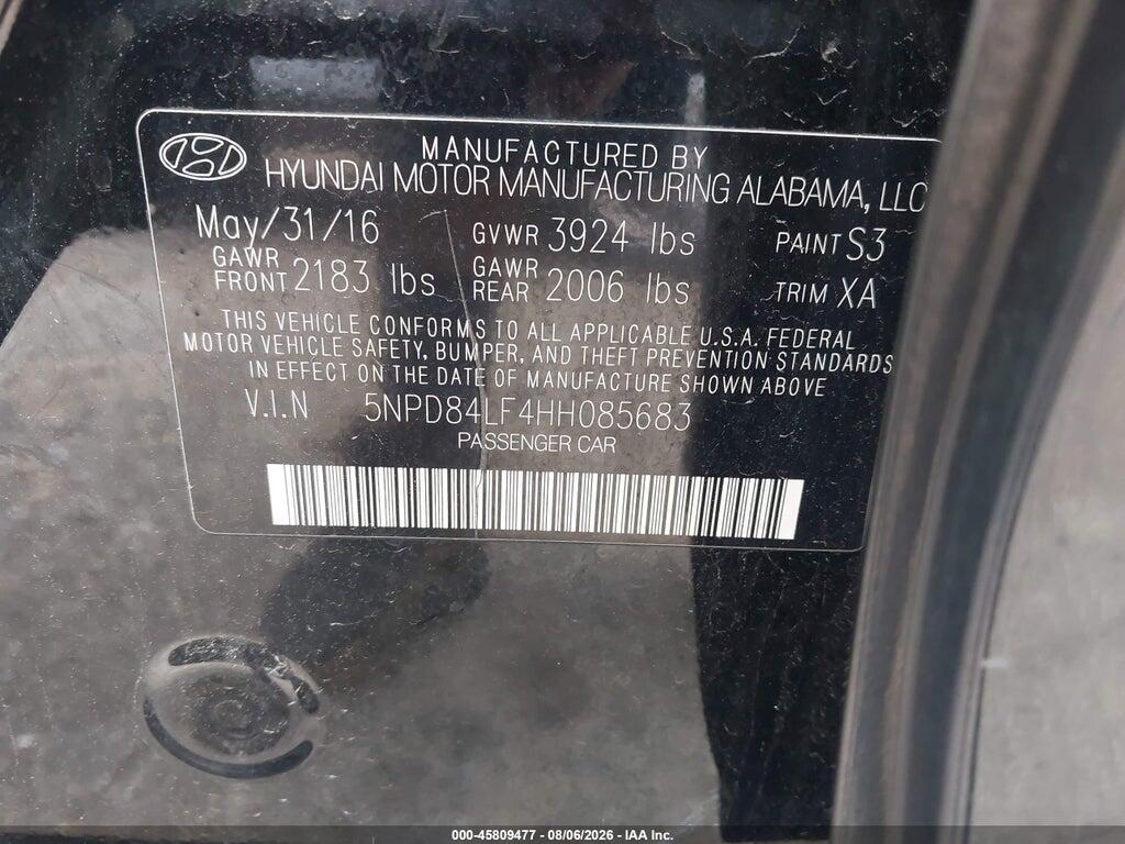 5NPD84LF4HH085683 2017 HYUNDAI ELANTRA photo no. 9