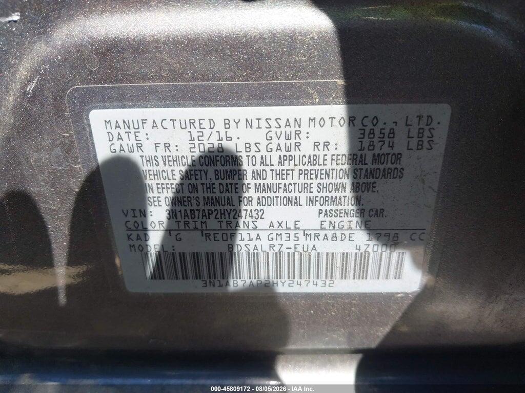 3N1AB7AP2HY247432 2017 NISSAN SENTRA photo no. 9