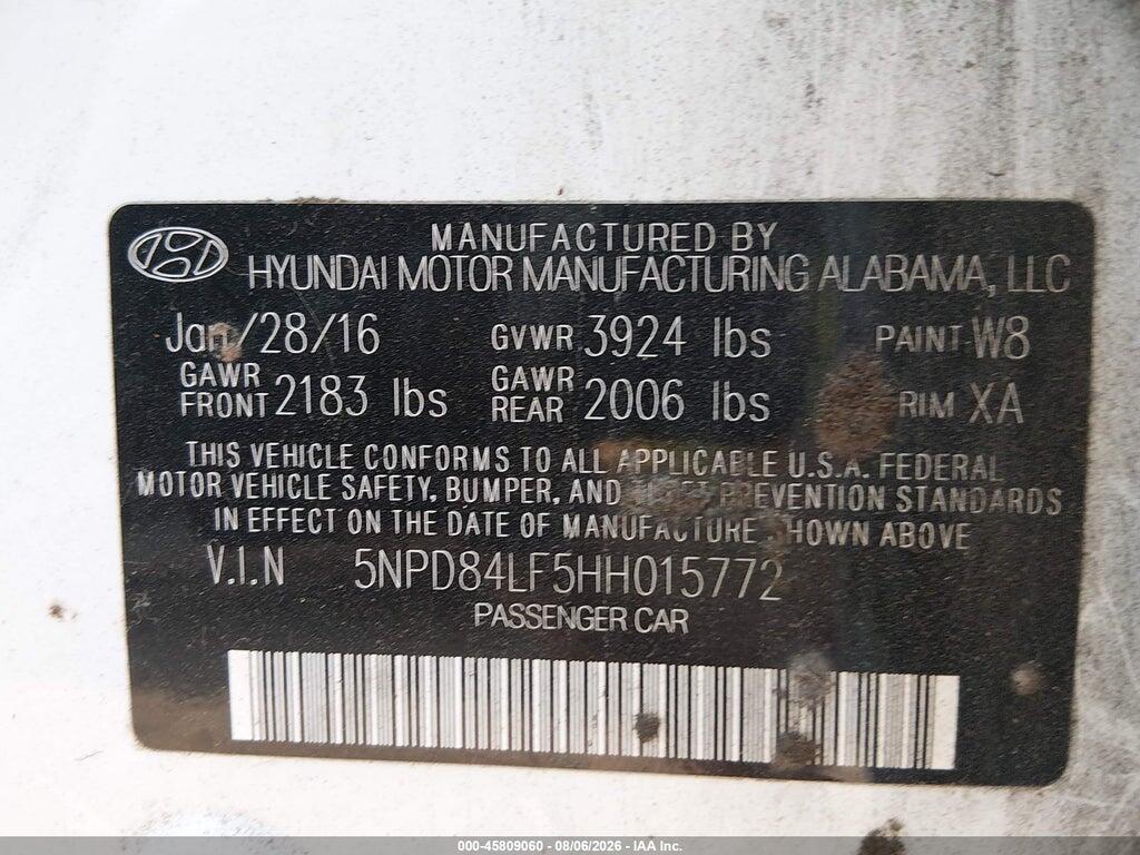 5NPD84LF5HH015772 2017 HYUNDAI ELANTRA photo no. 9