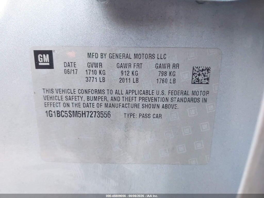 1G1BC5SM5H7273556 2017 CHEVROLET CRUZE photo no. 9